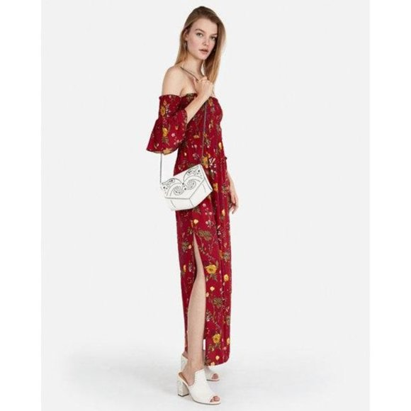 Express Floral Off Shoulder bell sleeve Maxi Dress - Picture 1 of 4